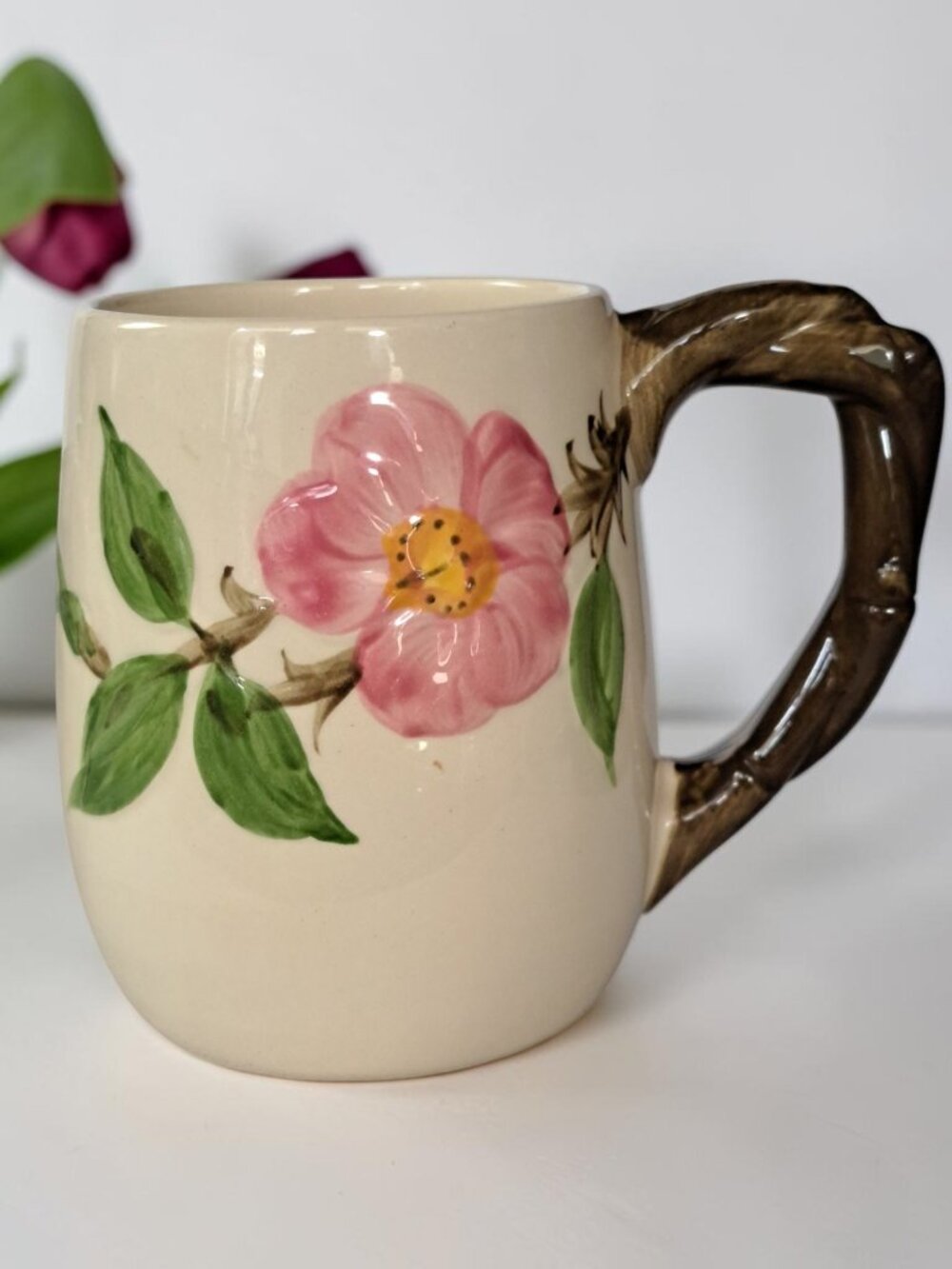 VTG Franciscan Desert Rose Floral Grandmug Hand Painted Mug 4.25”H.